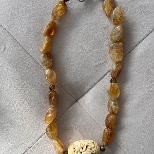 Amber and Ivory Bead Necklace